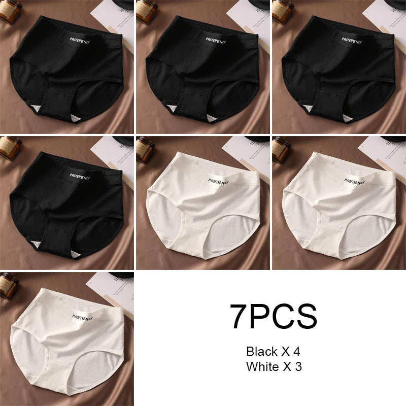 7PCS Woman High Waist Briefs Breathable Underwear Women Large Size Lingerie Pure Cotton Sexy Underware Triangular Panties Female
