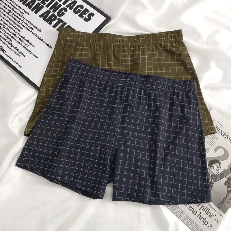 3Pcs Mens Underwear Boxers Shorts Casual Sleep Underpants Homewear Men Arrow Panties Striped Plaid Loose Comfortable Underwear