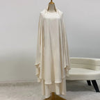 Jilbabs Muslim Women Prayer Abaya Set, Abaya Dress+Long Khimar+Niqab Veil, Dubai Turkish Ramadan Eid Hijabi Islamic Clothing