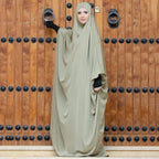 Hooded Khimar Muslim Women Full Cover Abaya Long Maxi Dress Islamic Prayer Robe Kaftan Abayas Umrah Eid Ramadan Worship Service
