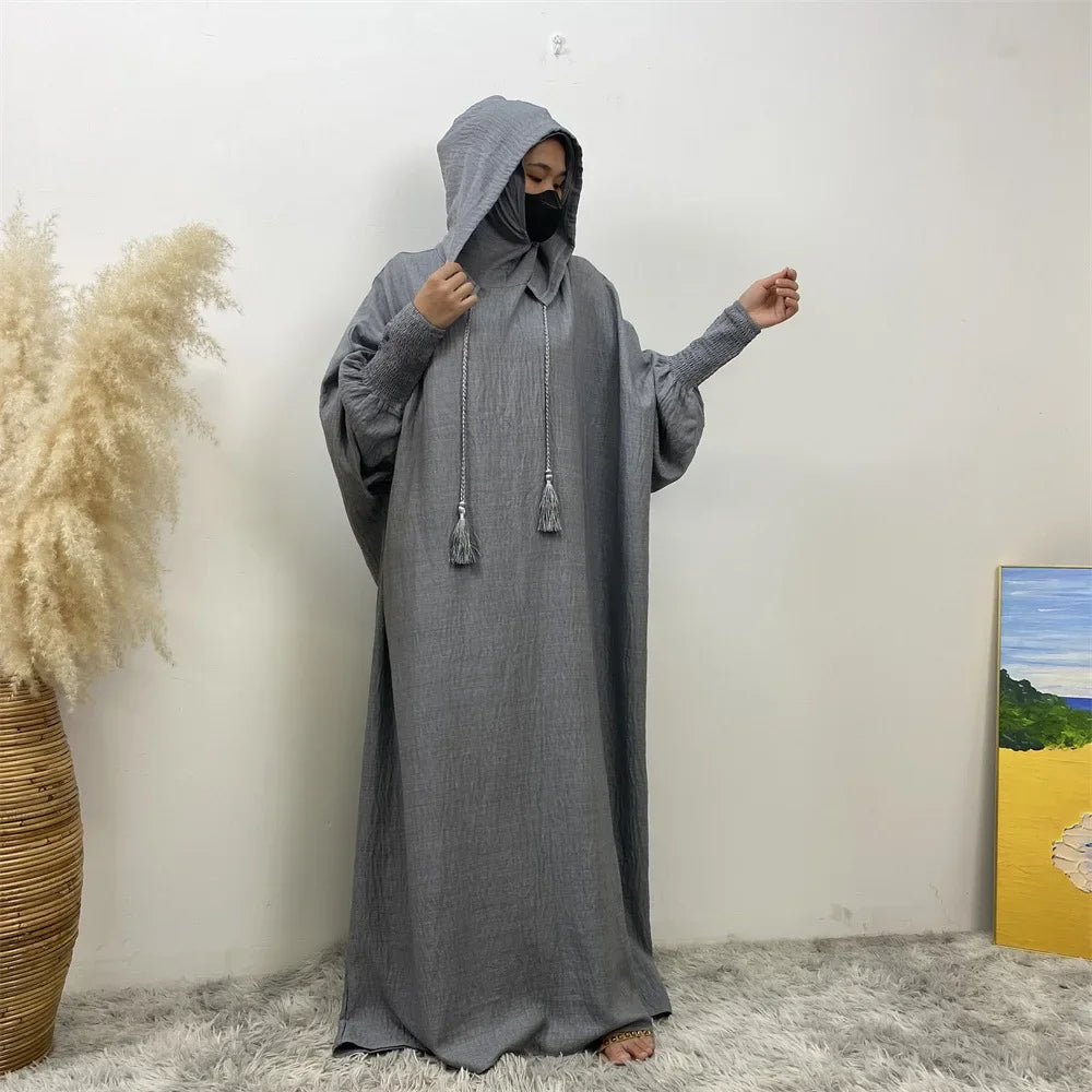 Layered Hoodies Abaya for Women Islamic Clothes One Piece Hooded Prayer Long Dress Muslim Dubai Turkey Modest Kaftan Ramadan Eid