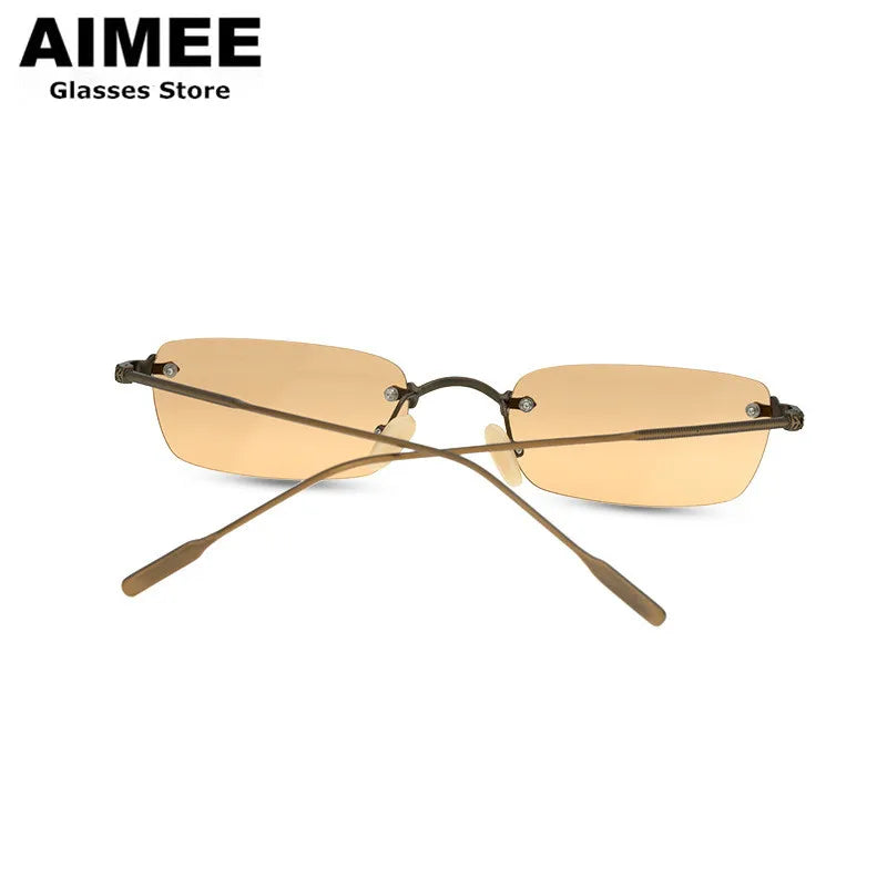 Fashion Rimless Square Titanium Sunglasses Men UV400 Sun Glasses Women Luxury Optical Frameless Eyeglasses Colorful Lens Gafas