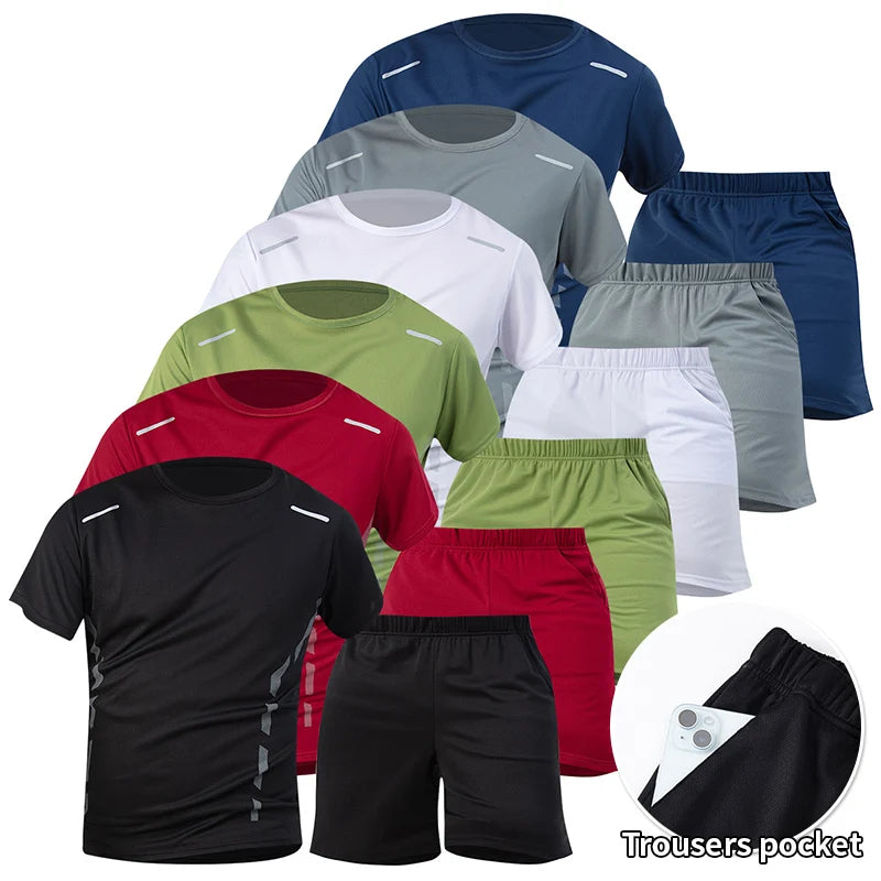1/2/4Pcs Men's Summer Solid Color Mix And Match Short-sleeved Young Men's Loose Quick-drying Sports Running Shirt Middle-aged T-