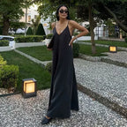 MUJER Black Slip Long Dresses for Women Red Draped Summer Dress Woman 2025 Sexy Backless Maxi Dress Women Summer Beach Dresses