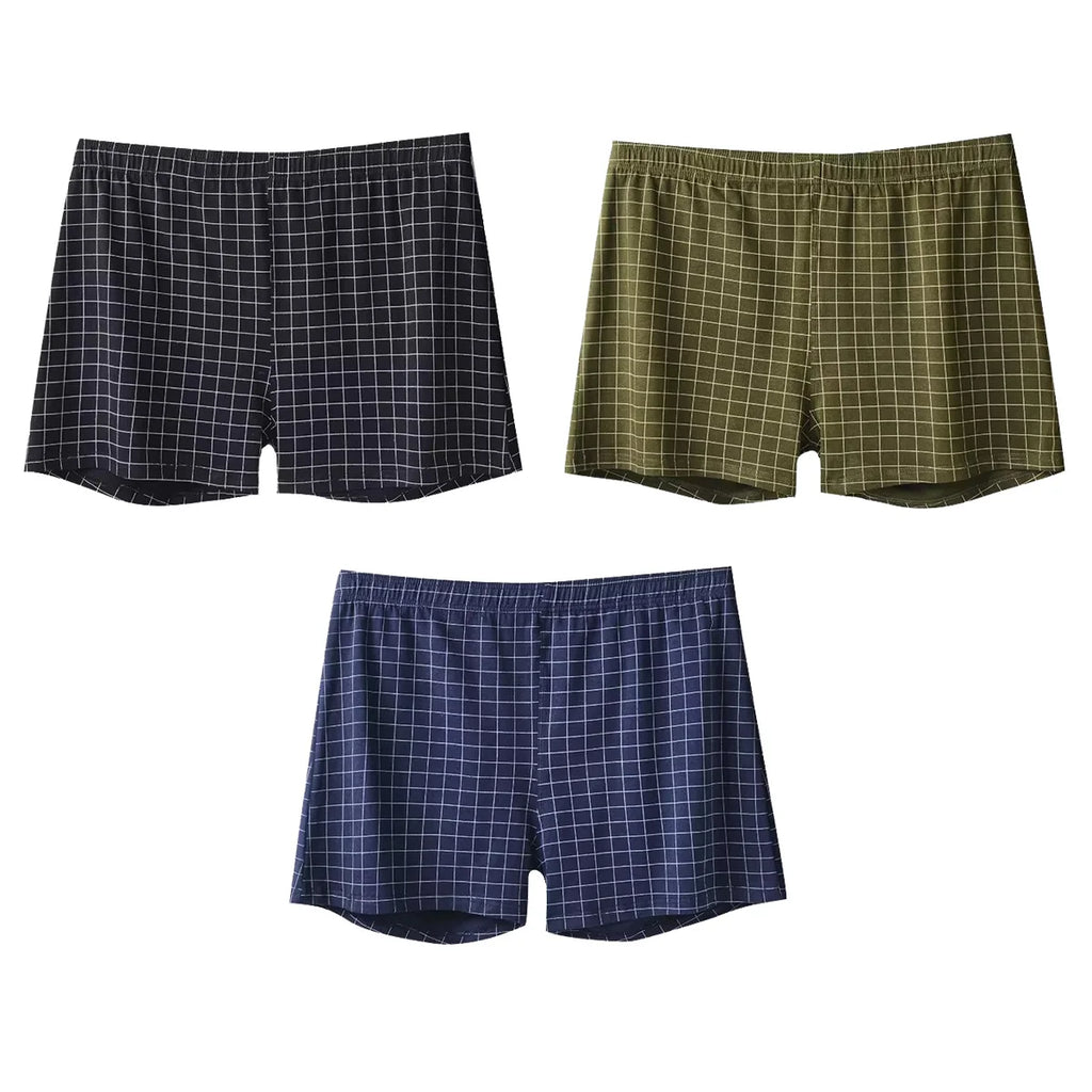 3Pcs Mens Underwear Boxers Shorts Casual Sleep Underpants Homewear Men Arrow Panties Striped Plaid Loose Comfortable Underwear