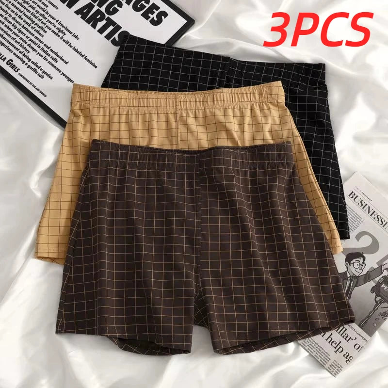 3Pcs Mens Underwear Boxers Shorts Casual Sleep Underpants Homewear Men Arrow Panties Striped Plaid Loose Comfortable Underwear