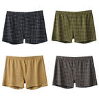 4Pcs Mens Underwear Boxers Shorts Casual Cotton Sleep Underpants Homewear Men Panties Striped Plaid Loose Comfortable Underwear