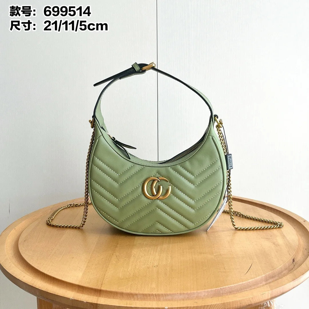New presbyopia double G half-moon bag, fashionable versatile leather portable shoulder women's bag