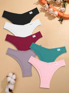 6PCS/Set Cotton Waffle Underwear for Women Sexy Low-Waist Brazilian Panties Female Breathable Solid Color Soft Lingerie Bikini