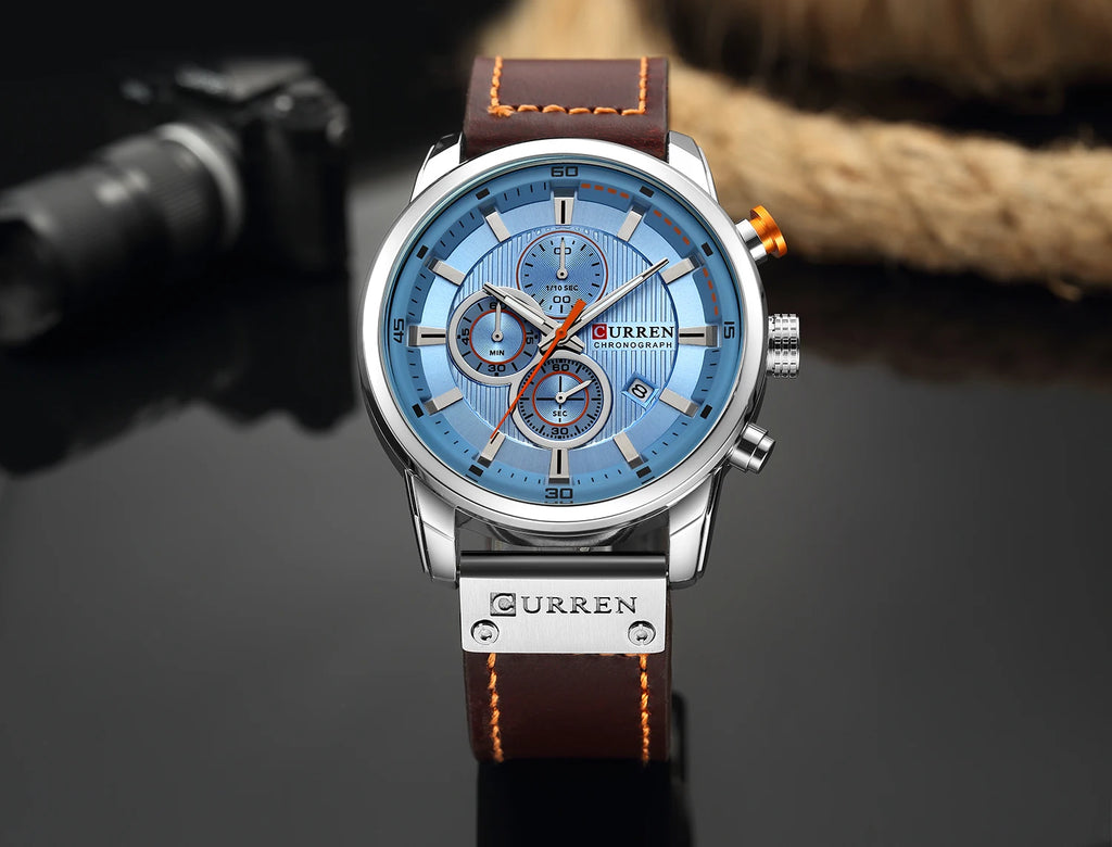 Curren 8291 Men Watch Business Leather Quartz Waterproof Wristwatch 6-Hand Date Casual Fashion Luxury Relogio Masculino