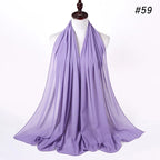 Muslim Chiffon Hijab Women Bubble Chiffon Scarf For Women Ladies Veil Muslim Islam Solid Color Malaysia Musulman Wrap Scarves