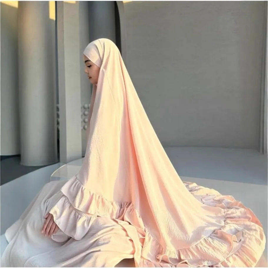 Ramadan Khimar Abaya Muslim Women Prayer Garment Dubai Saudi Hijab Dress 2 Piece Skirt Sets Eid Niqab Jalabiya Djellaba Kaftan