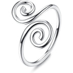 Fansilver S925 Sterling Silver Toe Rings for Women Adjustable White Gold Plated Flower Summer Beach Open Toe Rings Foot Jewelry