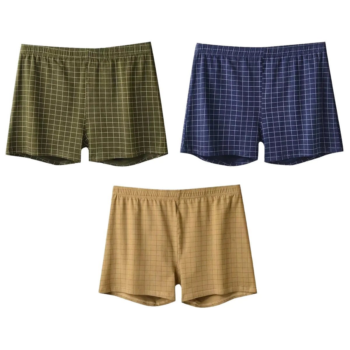 3Pcs Mens Underwear Boxers Shorts Casual Sleep Underpants Homewear Men Arrow Panties Striped Plaid Loose Comfortable Underwear