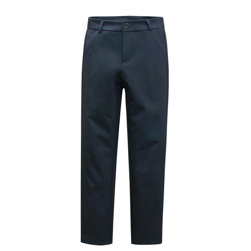 Eadodo Dark Blue Women's Dress Pants, Spring and Autumn Ol Business Attire Suit Pants, Dark Blue Work Pants, Slim Straight Pants, Drapey Wrinkle-Resistant Polyester Fabric Women's Casual Long Pants