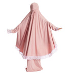 Muslim Kids Girls Hijab Dress Eid Djellaba Khimar Jalabiya Ramadan Skirt Set Prayer Garment Islam Burqa Abaya Robe Kaftan Hooded