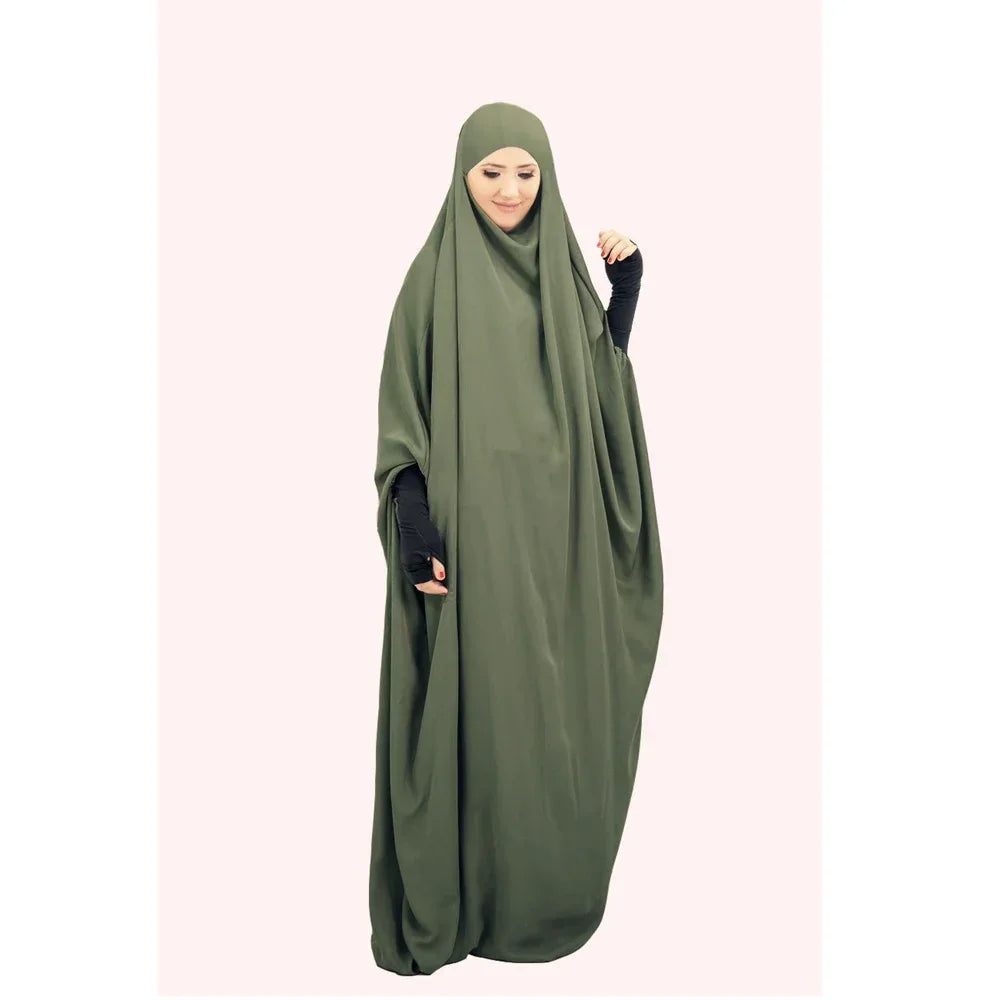 Hooded Khimar Muslim Women Full Cover Abaya Long Maxi Dress Islamic Prayer Robe Kaftan Abayas Umrah Eid Ramadan Worship Service