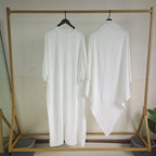 Ramadan Eid 2 Piece Set Crepe Muslim Women Prayer Garment Abaya Set Match Khimar Long Hijab Dress Islamic Clothing Niqab Kaftan