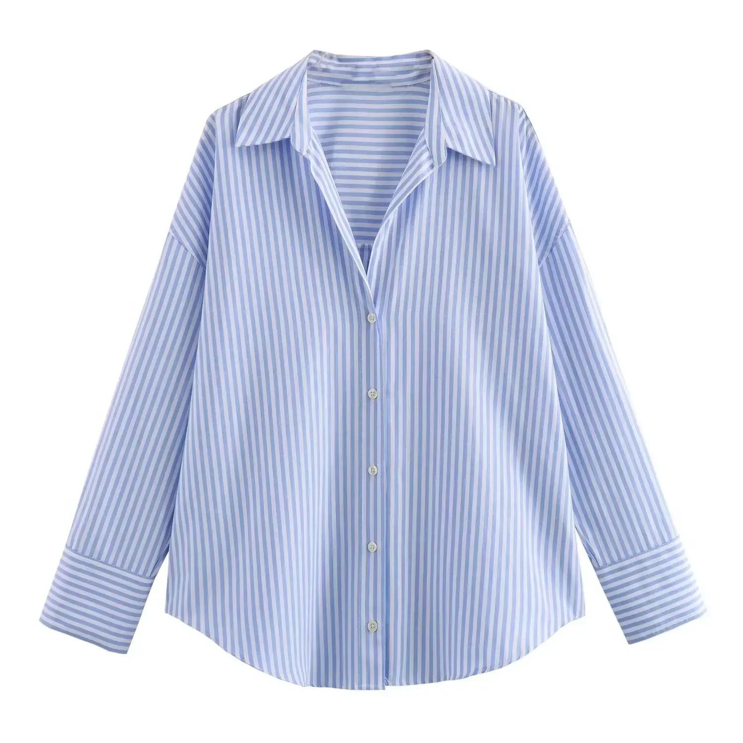 Women Fashion Spring Cotton Oxford Long Sleeve Single-breasted Lapel Blouse Street Clothing Shirt Chic Ladies Tops Mujer