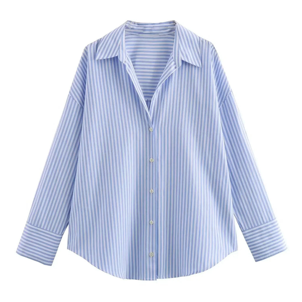 Women Fashion Spring Cotton Oxford Long Sleeve Single-breasted Lapel Blouse Street Clothing Shirt Chic Ladies Tops Mujer