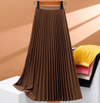 Ladies Fashion Casual Long Skirt Elegant Vintage Pleated Skirts Women Temperament Party Wear Faldas Woman Clothing Streetwear