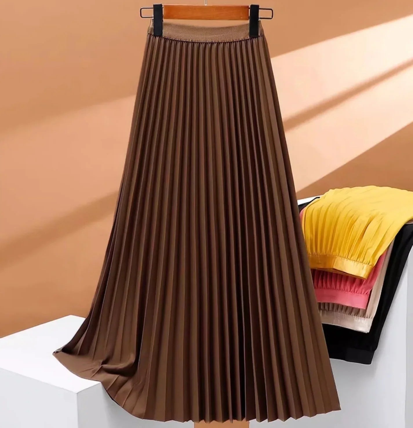 Ladies Fashion Casual Long Skirt Elegant Vintage Pleated Skirts Women Temperament Party Wear Faldas Woman Clothing Streetwear