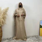 Layered Hoodies Abaya for Women Islamic Clothes One Piece Hooded Prayer Long Dress Muslim Dubai Turkey Modest Kaftan Ramadan Eid