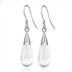 Silver Earrings Cat's Eye Stone Water Drop Pendant Women's Earrings Birthday Party Wedding Jewelry Gift