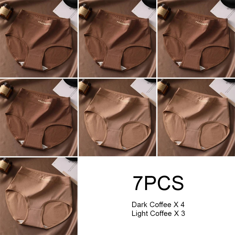 7PCS Woman High Waist Briefs Breathable Underwear Women Large Size Lingerie Pure Cotton Sexy Underware Triangular Panties Female