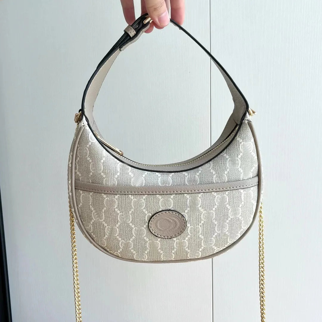 New presbyopia double G half-moon bag, fashionable versatile leather portable shoulder women's bag