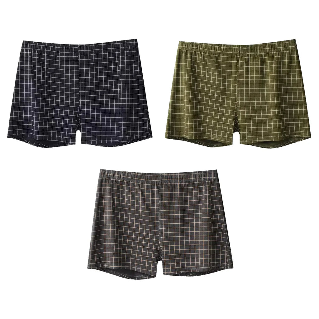 3Pcs Mens Underwear Boxers Shorts Casual Sleep Underpants Homewear Men Arrow Panties Striped Plaid Loose Comfortable Underwear