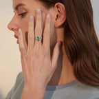 Fansilver 925 Sterling Silver Mood Rings for Women Cubic Zirconia Accents 18K Gold Plated Oval Moonstone Statement Silver Rings