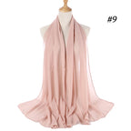 Muslim Chiffon Hijab Women Bubble Chiffon Scarf For Women Ladies Veil Muslim Islam Solid Color Malaysia Musulman Wrap Scarves