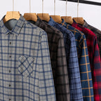 Autumn Winter Thicken Fleece Shirts For Men Business Plaid Shirt Long Sleeve Warm Clothes Male Single Pocket Classic Check Shirt