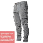 Men's Slim Fit Denim Pants Street Motorcycle Ankle binding High-quality Fashion Tight Fitting Cut Multiple Colors Choose From