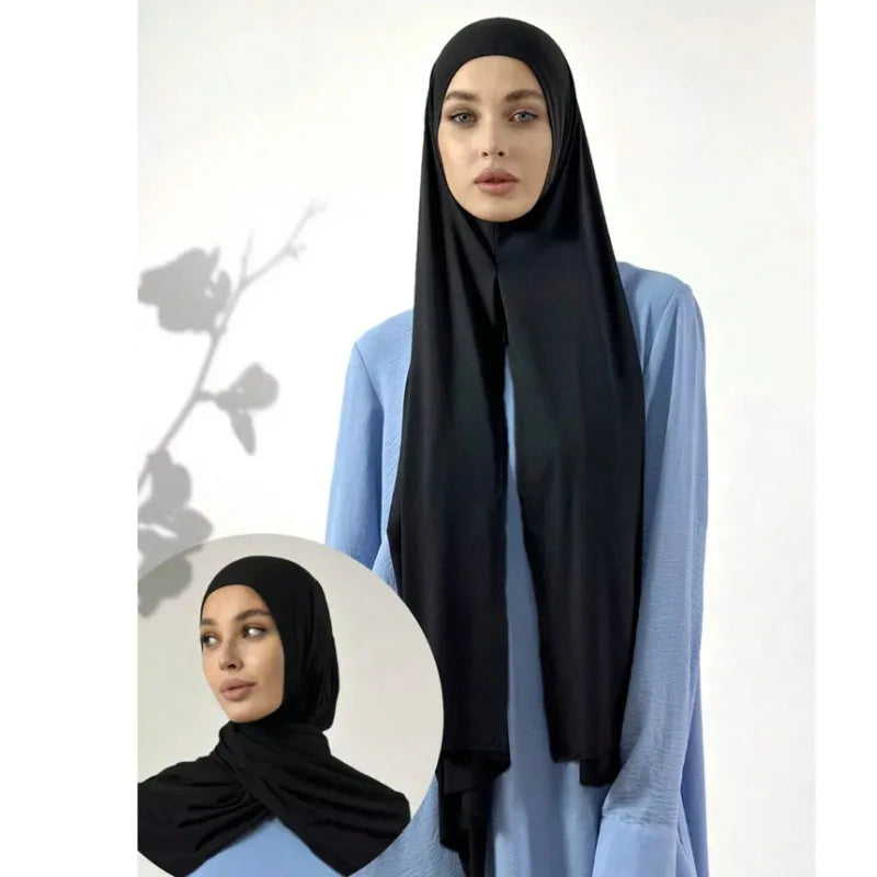 Instant Hijab Scarf for Women Muslim Easy To Wear Jersey Head Scarf Wrap Thin Breathable Soft Sunscreen Pullover Head Wrap