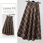 Women's Plaid Skirt Vintage A-line Large Swing Skirt High-Waisted Long Skirt