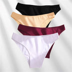 FINETOO 4Pcs Cotton High Cut Briefs Low Waist Lingerie Women Thin Comfortable Sexy Underwear Soft Stretch Basic Panties M-XXL