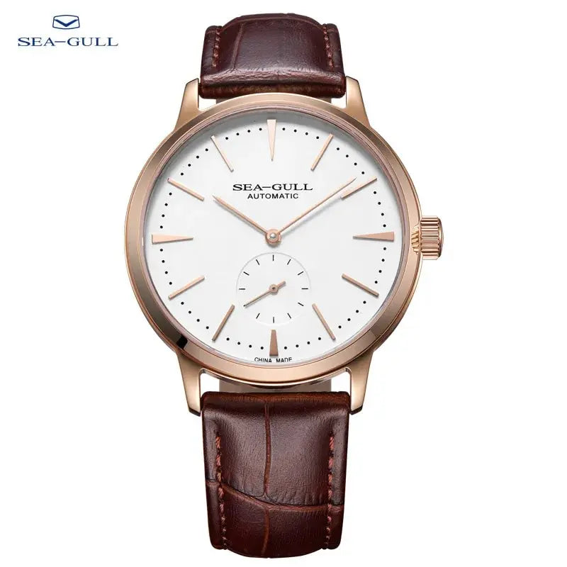 Seagull New Business Watch Men's Mechanical Wristwatches 50m Waterproof Leather Valentine Male Watches relogio masculino 6075