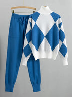 Winter Women Sweater Top +Knitted Pant 2 Pieces Set Muslim Thicken Pullover Sweaters 2PCS Suits Warm Set Outfit Abaya 2025