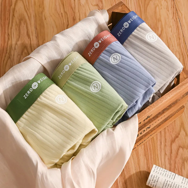 4PCS/Lot Boxer Shorts Mens Panties Cotton Men's Underwear Breathable Man U Convex Lingerie Comfortable Striped Men Boxers