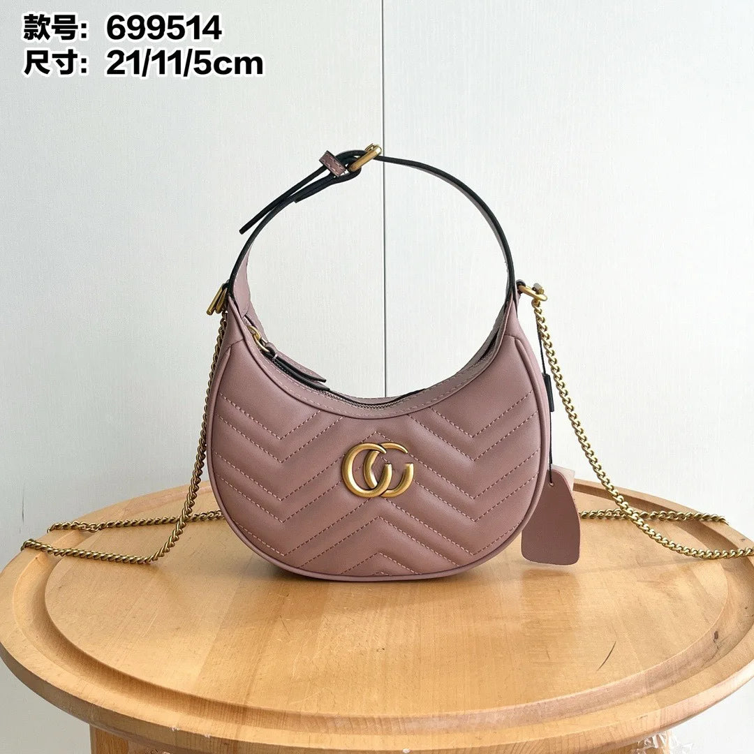 New presbyopia double G half-moon bag, fashionable versatile leather portable shoulder women's bag
