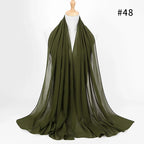 Muslim Chiffon Hijab Women Bubble Chiffon Scarf For Women Ladies Veil Muslim Islam Solid Color Malaysia Musulman Wrap Scarves