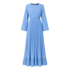 2025 ZANZEA Elegant Women Autumn Long Sleeve Solid Pleated Sundress Muslim Hijab Dresses Turkey Abaya Party Vestidos Robe Femme