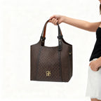 CH Light Luxury Maillard Tone Monogram Print Women's Tote Bag - Large-Capacity Multifunctional Stylish Handbag