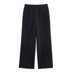 BSAY pants set 2pc suit women's clothing autumn new black Buckle embellished Blazer jackets high-waisted Straight trousers