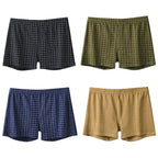 4Pcs Mens Underwear Boxers Shorts Casual Cotton Sleep Underpants Homewear Men Panties Striped Plaid Loose Comfortable Underwear