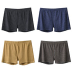 4Pcs Mens Underwear Boxers Shorts Casual Cotton Sleep Underpants Homewear Men Panties Striped Plaid Loose Comfortable Underwear