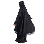 Muslim Kids Girls Hijab Dress Eid Djellaba Khimar Jalabiya Ramadan Skirt Set Prayer Garment Islam Burqa Abaya Robe Kaftan Hooded