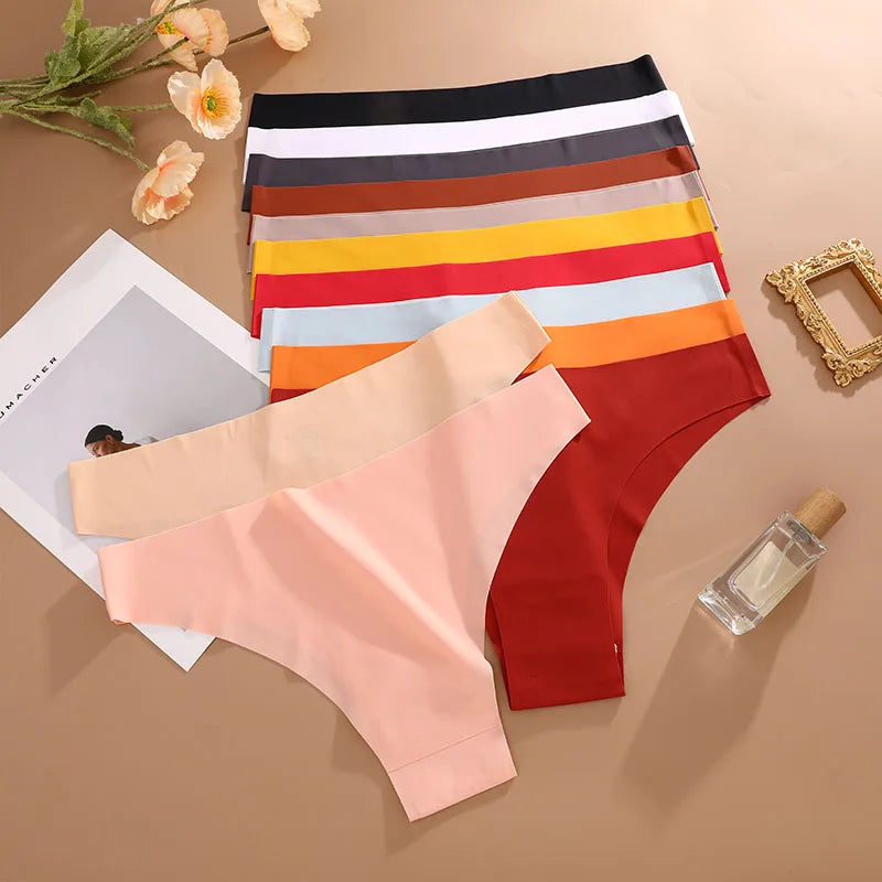 FINETOO 8Pcs/Set Ice Silk Seamless Underwear Low Waisted Brazilian Pants Breathable High Elasticity Lingerie Intimates Panties